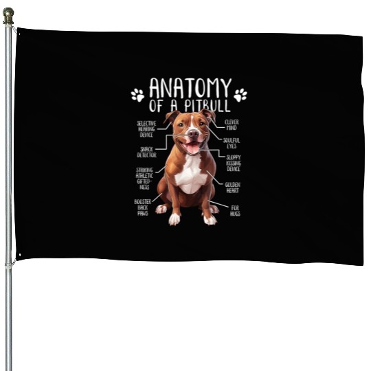 Anatomy Pitbull Dog Cute Pittie Lover PitBul House Flags