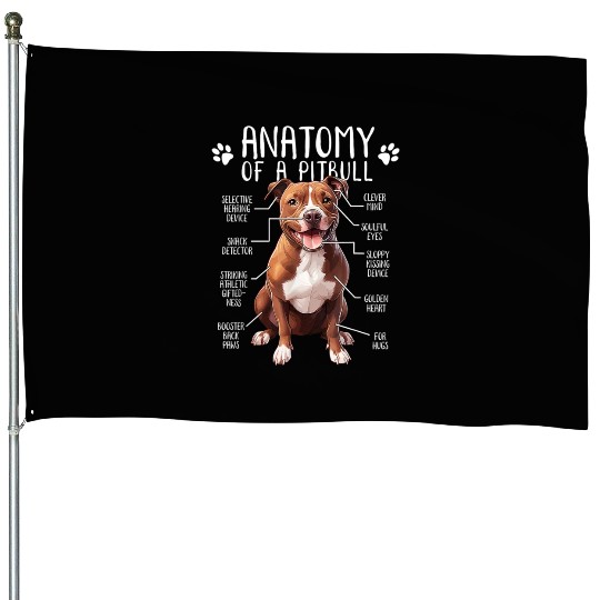 Anatomy Pitbull Dog Cute Pittie Lover PitBul House Flags