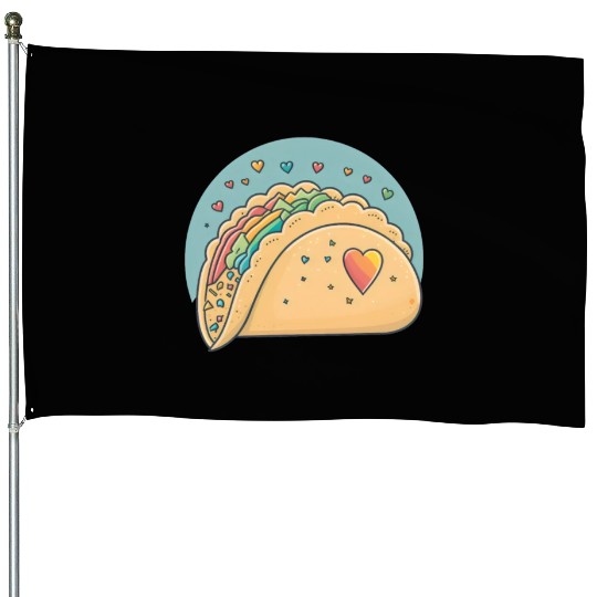 Taco-Lover I Love Tacos Heart Spicy Foodie House Flags