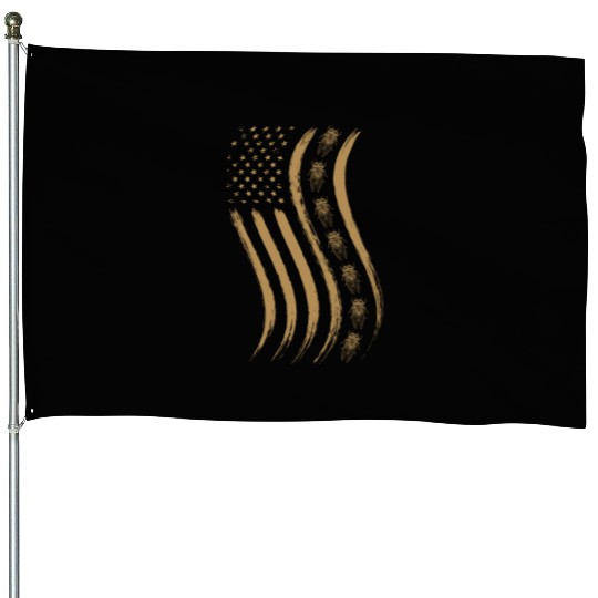 Cicada Line In Waving Distressed Us Flag For House Flags