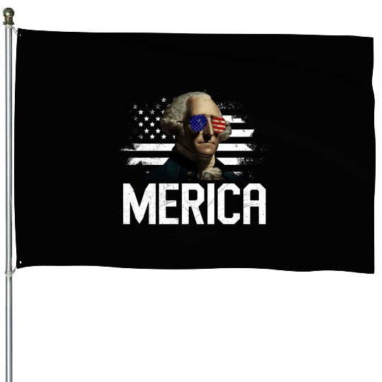 Merica George Washington Independence Day House Flags