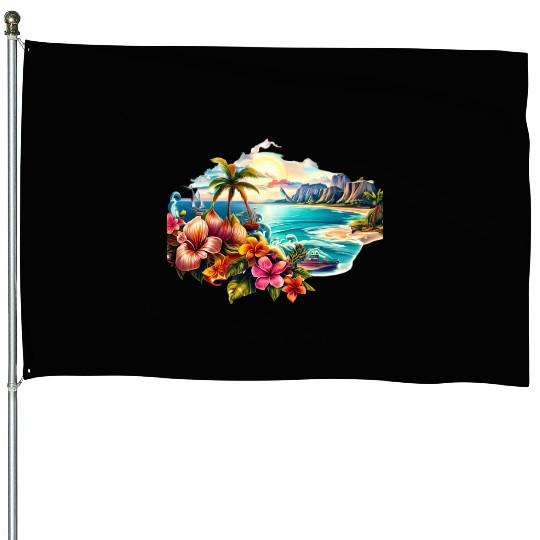 Tropical Paradise House Flags