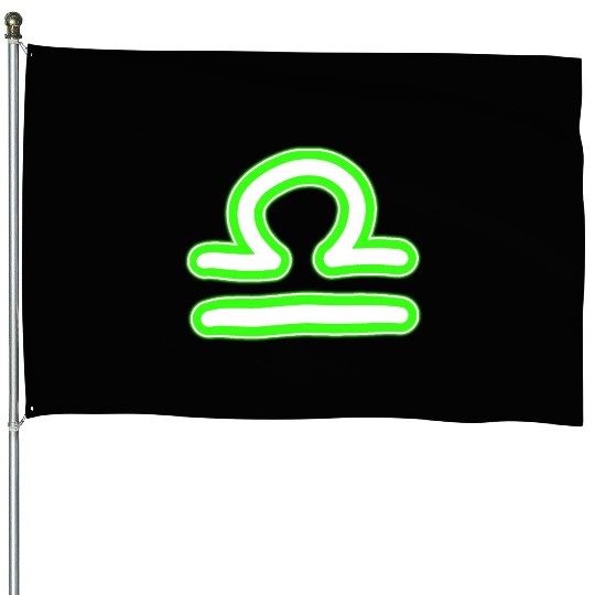 Libra Zodiac Sign Neon Green House Flags
