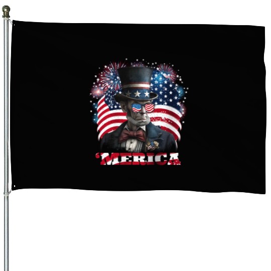 Merica Lincoln Independence Day Party 4th July House Flags