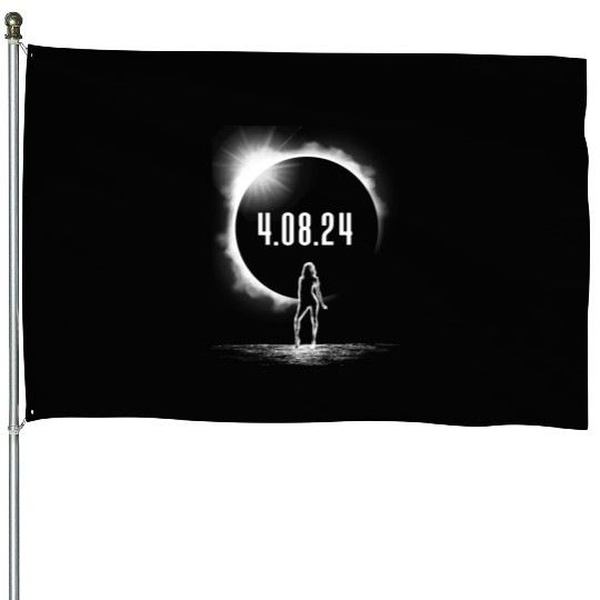 Total Solar Eclipse Woman Silhouette 4.08.24women' House Flags