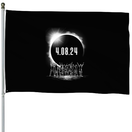 Total Solar Eclipse Party Crowd Silhouette 4.08.24 House Flags