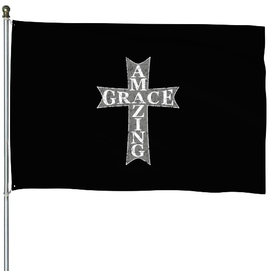 Amazing Grace Cross House Flags
