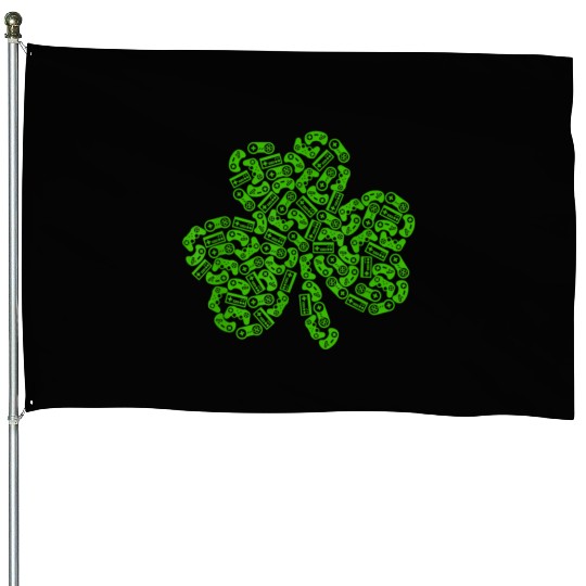 Gamer Game Shamrock St Patricks Day Irish House Flags