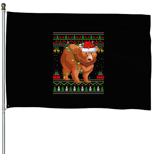 Bear Animal Ugly Grizzly Bear House Flags