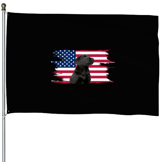 American Flag Dog Black Lab Puppy House Flags