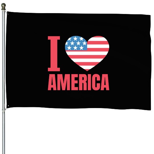 I Love America House Flags