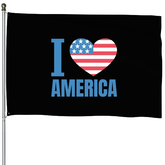 I Love America House Flags