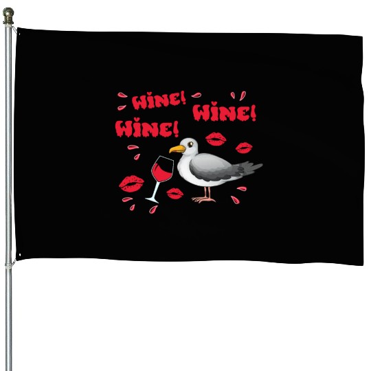 Wine Seagull Bird Lover Shorebird Seagulls House Flags
