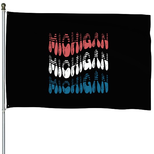 Michigan Red White Blue Cute Groovy House Flags