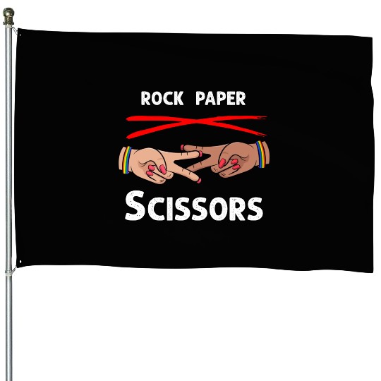 Rock Paper Scissors Funny Lesbian Pride LGBT House Flags