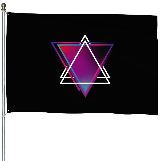 "Triangle Bliss: Geometric Marvel House Flags"