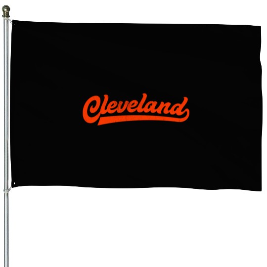 I Love Cleveland Ohio Sports Script House Flags