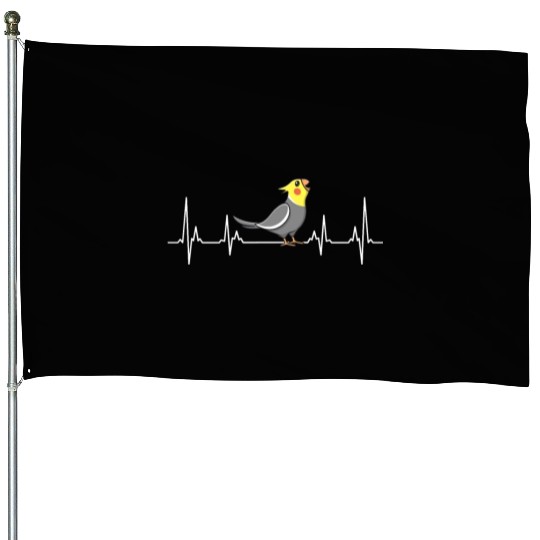 Cockatiel Heart Beat Bird lover Parakeet Owner House Flags