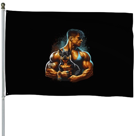 Chihuahua - Fitness Bodybuilding Gym Dog Sixpack House Flags