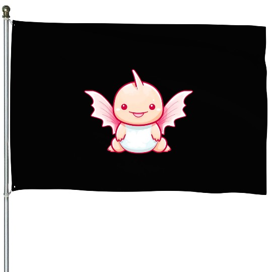 Axolotl Meets Dino - Imaginative Wings Design House Flags