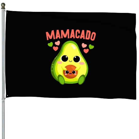 Mamacado Kawaii Baby Avocado Pregnant Mama Avocado House Flags