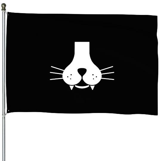 Meowy Cat Face House Flags
