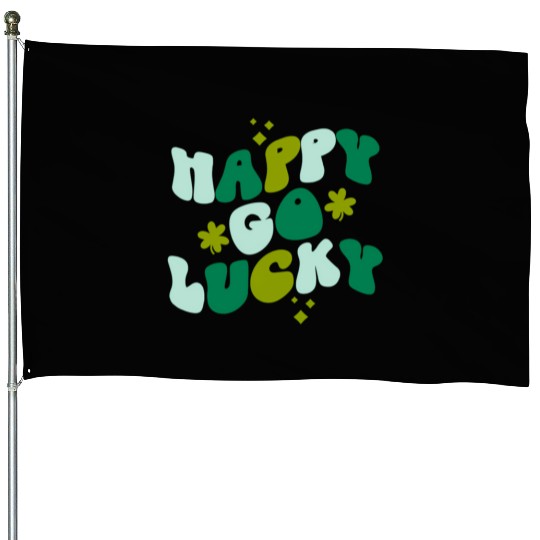 Happy Go Lucky St Patrick'S Day Shamrock House Flags