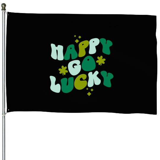Happy Go Lucky St Patrick'S Day Shamrock House Flags