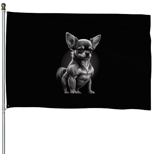 Chihuahua - Fitness Bodybuilding Gym Dog Sixpack House Flags