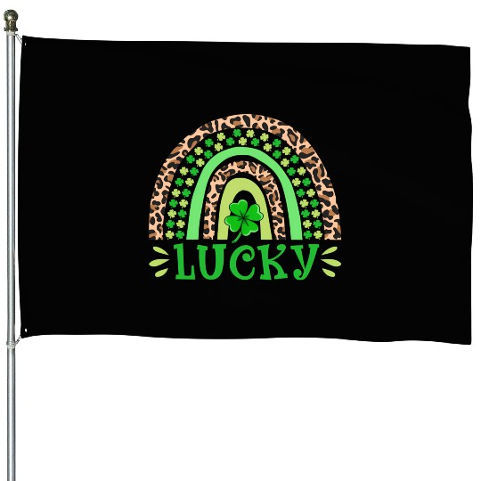 St Patricks Day Lucky Shamrock Shenanigans House Flags