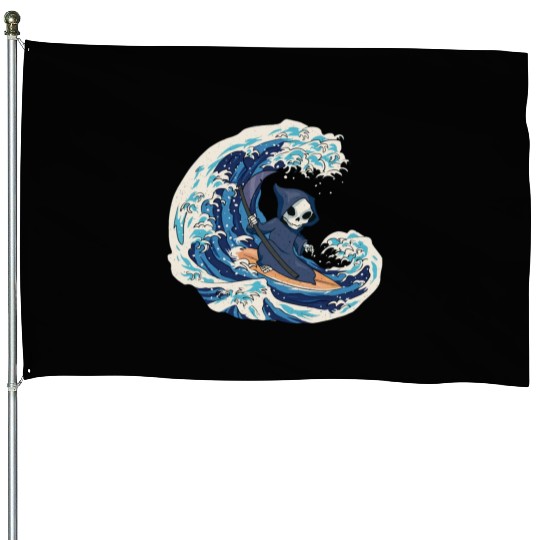 The Reaper surfing on Wave House Flags