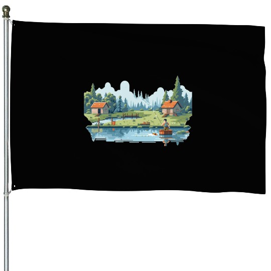 Fisherman Nature 8-bit style House Flags