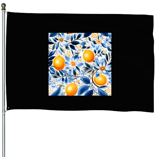 Yellow Lemon Floral Detailed Summer Collection 01 House Flags