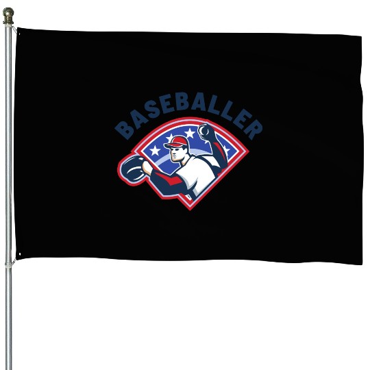 Baseballer Baseball Pitcher Sports Club Player House Flags