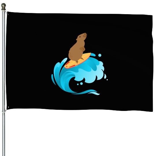 A good wave of surfing capybara House Flags