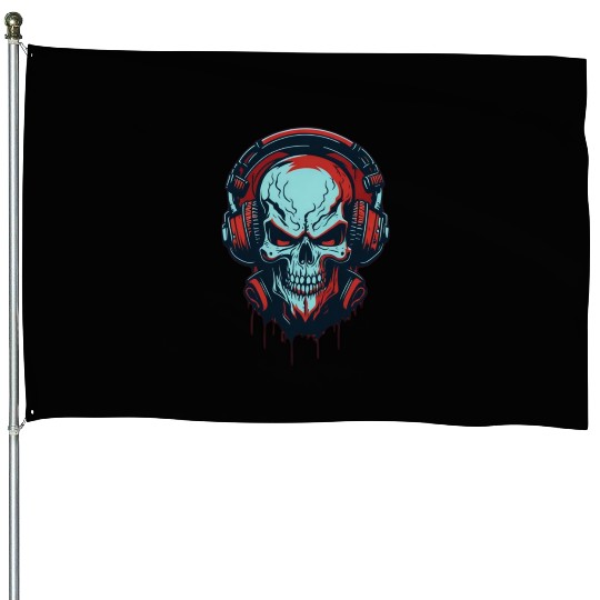 angry skull House Flags