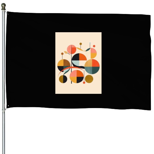 mid century retro shapes geometric 2 House Flags