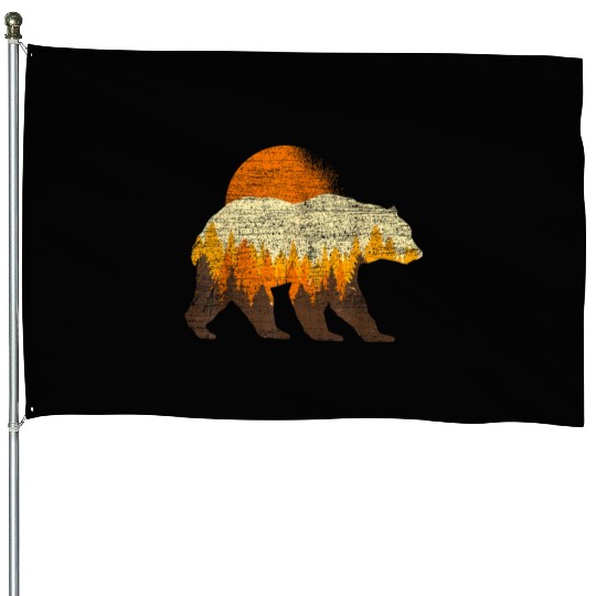 Full Moon Trees Wildlife Forest Bear Lover House Flags