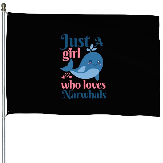 Narwhal Narwhal Lover red House Flags