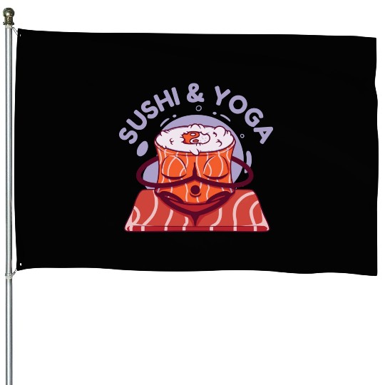 Sushi Yoga Unique Sushi Roll Design House Flags