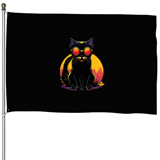 FELINE Fine | Cat Lover Summer Animal Beach Party House Flags