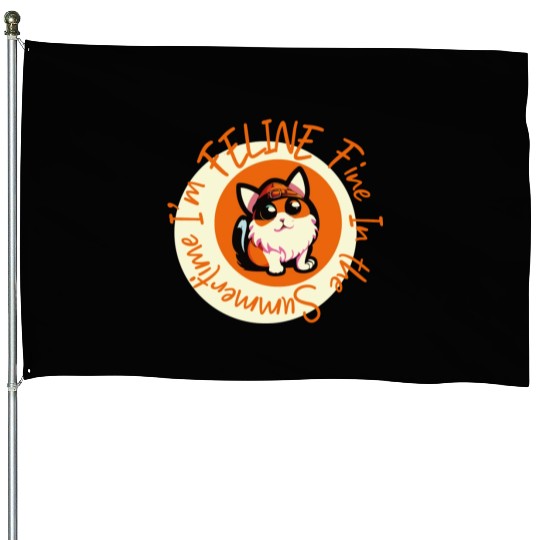 I'm FELINE Fine | Cat Lover Summer Animal Party House Flags