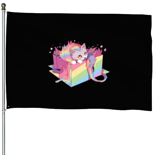 Cool Cat Lesbian Gay Pride LGBT Rainbow Community House Flags