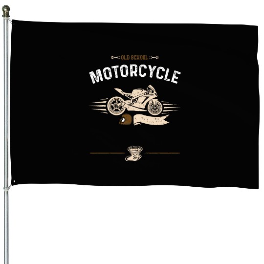 Old School Motorcycle - Motorcycle House Flags