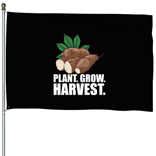Cassava Farmer Plant Grow Harvest W House Flags