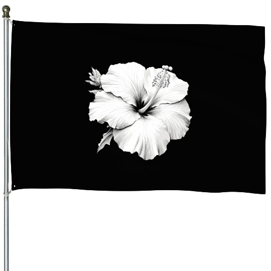 Hibiscus Flower Sketch House Flags