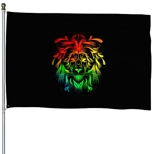 Geometrical Lion House Flags