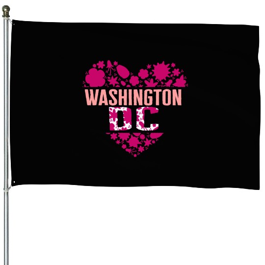 Washington DC House Flags, Cherry Blossom Heart Floral