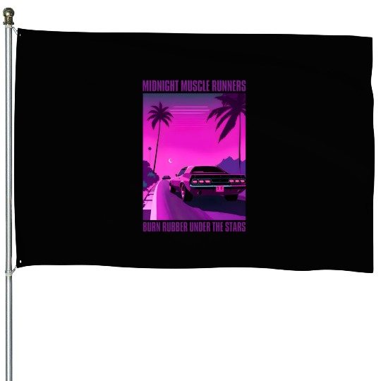 Vintage 80s Graphic Retrowave Muscle Car Racing House Flags