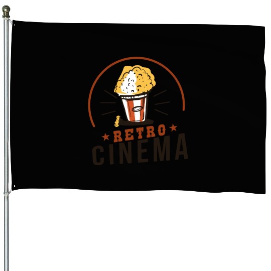 Retro Cinema Popcorn House Flags